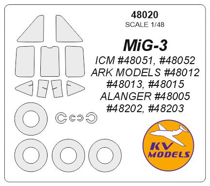 KV Models KV48020 1:48 Mikoyan MiG-3 wheels and canopy frame paint masks
