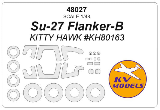KV Models KV48027 1:48 Sukhoi Su-27 Flanker-B wheels & canopy frame paint masks