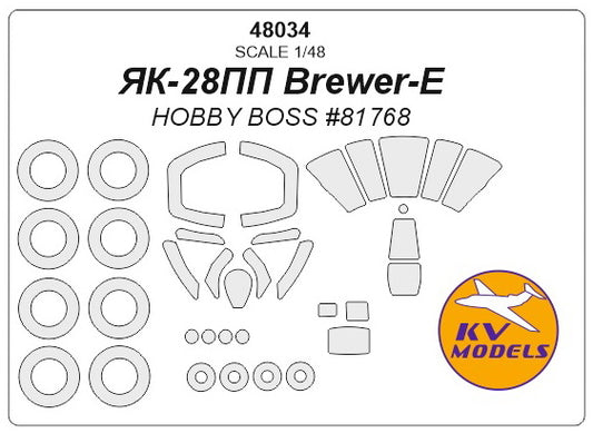 KV Models KV48034 1:48 Yakovlev Yak-28PP wheels and canopy frame paint masks