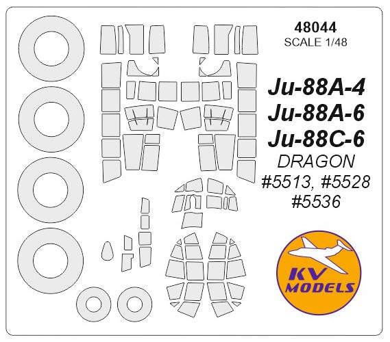 KV Models KV48044 1:48 Junkers Ju-88 wheels and canopy frame paint masks
