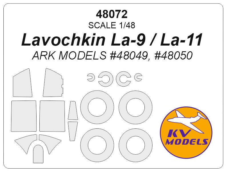 KV Models KV48072 1:48 Lavochkin La-9/La-11 wheels & canopy frame paint masks