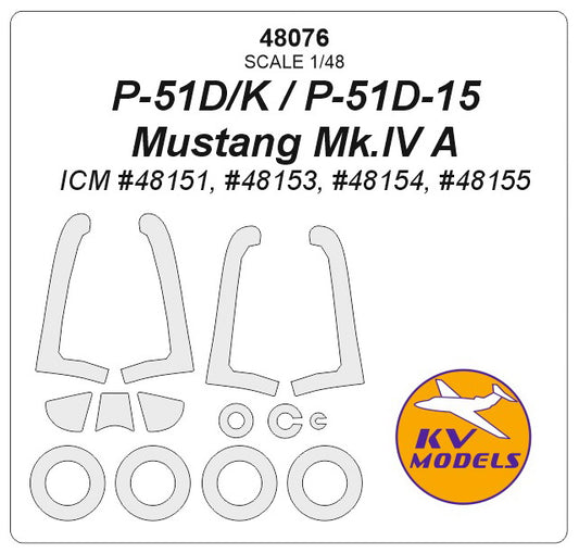 KV Models KV48076 1:48 North-American P-51 wheels and canopy frame paint masks