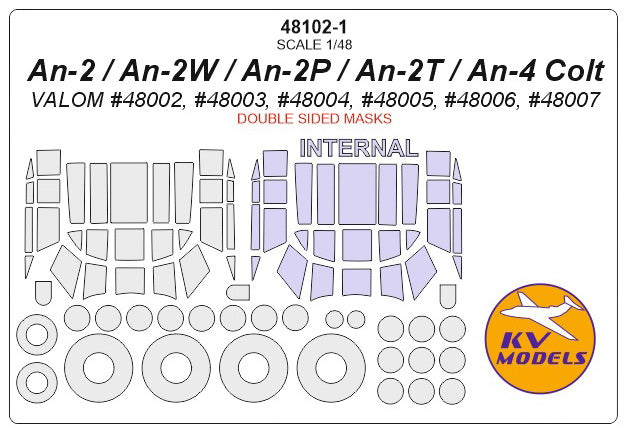KV Models KV48102-1 1:48 Antonov An-2 + wheels double sided masks