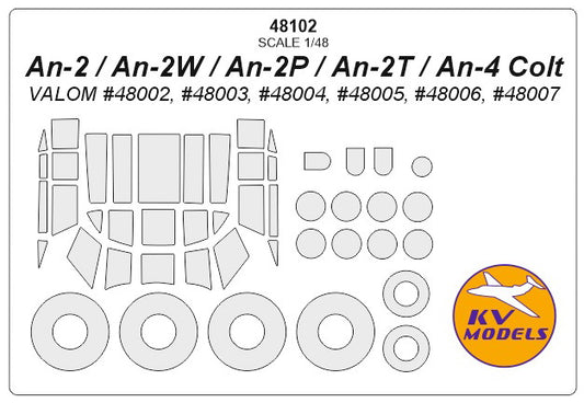 KV Models KV48102 1:48 Antonov An-2 wheels and canopy frame paint masks