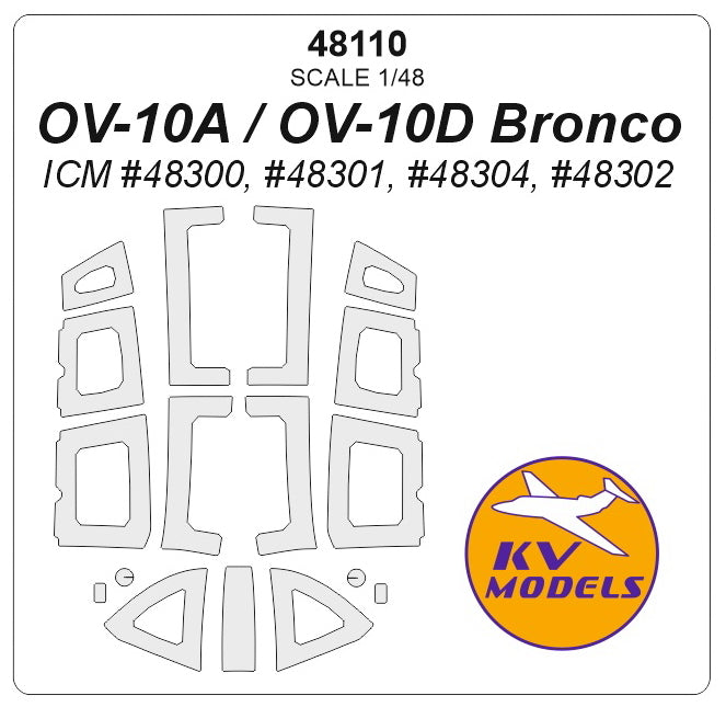 KV Models KV48110 OV-10A / OV-10D Bronco Canopy & Wheel Masks 1:48