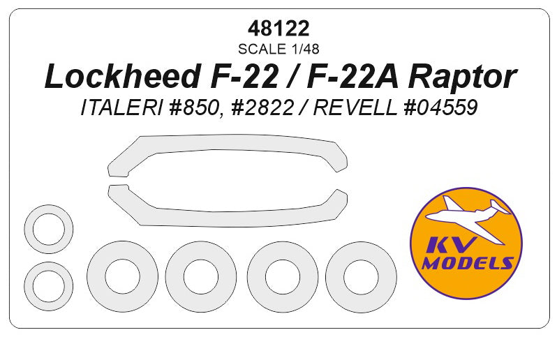KV Models KV48122 1:48 Lockheed F-22 / F-22A Raptor + masks for wheels