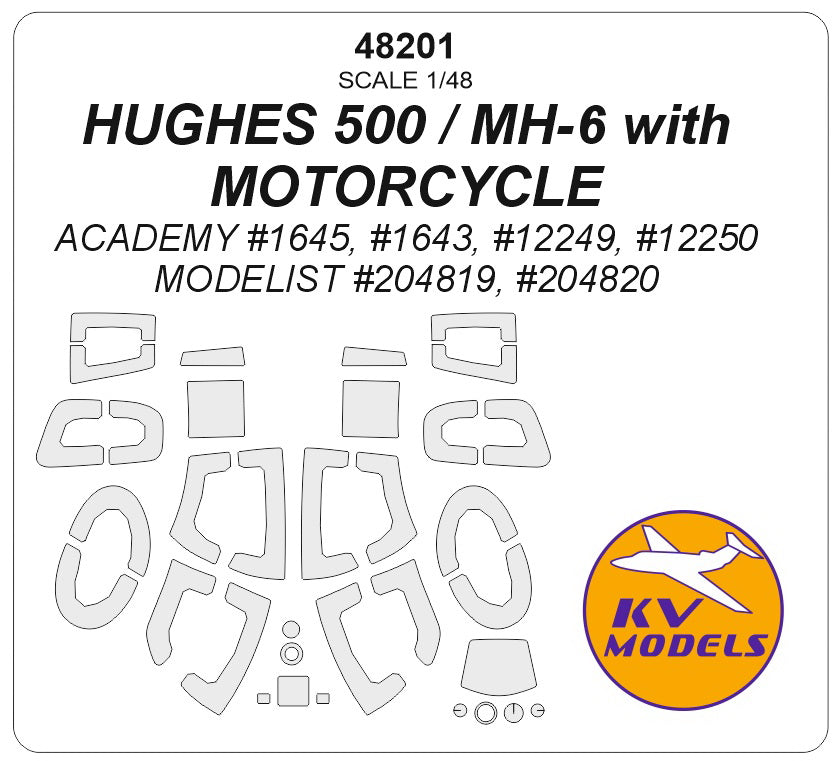 KV Models KV48201 Hughes 500 / MH-6 Canopy & Wheel Masks 1:48