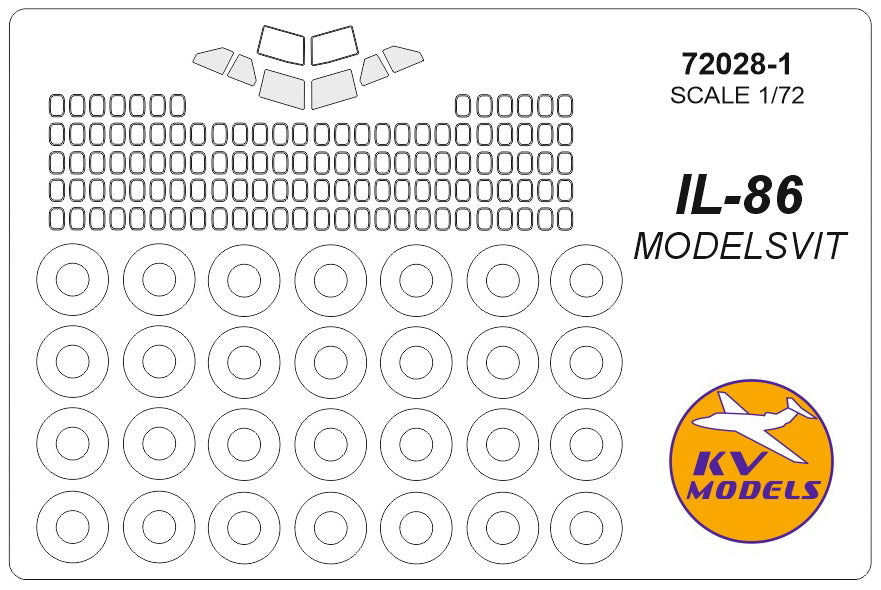 KV Models KV72028-1 1:72 Ilyushin IL-86 wheels and canopy frame paint masks
