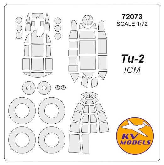 KV Models KV72073 1:72 Tupolev Tu-2 wheels and canopy frame paint masks