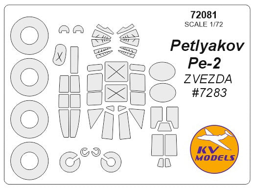 KV Models KV72081 1:72 Petlyakov Pe-2 wheels and canopy frame paint masks