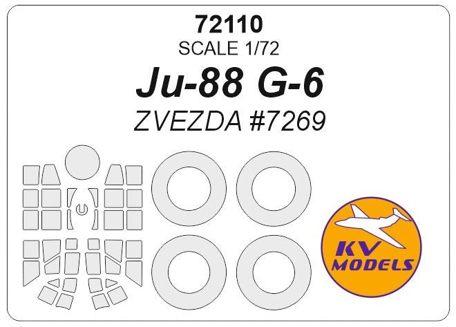 KV Models KV72110 1:72 Junkers Ju-88G-6 wheels and canopy frame paint masks