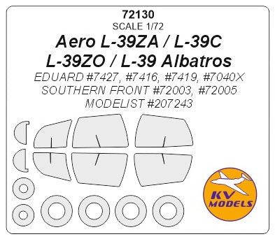 KV Models KV72130 1:72 Aero L-39 Albatros wheels and canopy frame paint masks