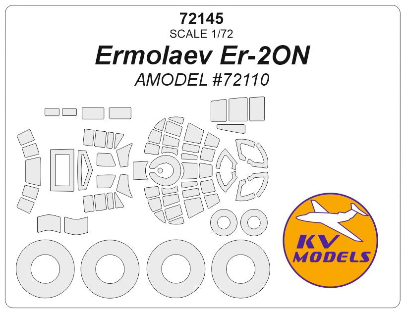 KV Models KV72145 1:72 Ermolaev Er-2ON wheels and canopy frame paint masks