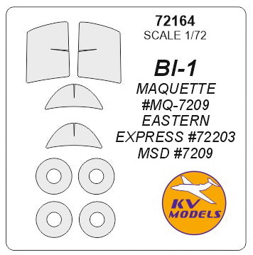 KV Models KV72164 1:72 Bereznyak Isaev BI-1 wheels and canopy frame paint masks