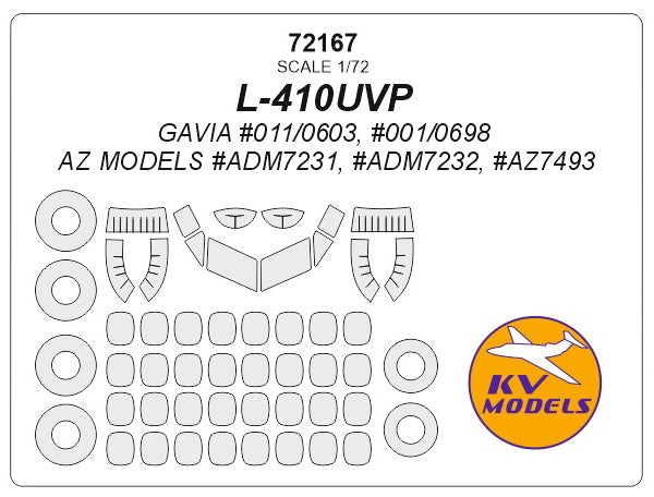 KV Models KV72167 1:72 Let L-410UVP wheels and canopy frame paint masks