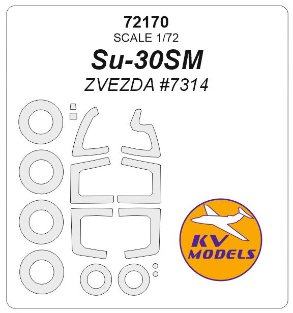 KV Models KV72170 1:72 Sukhoi Su-30SM wheels and canopy frame paint masks