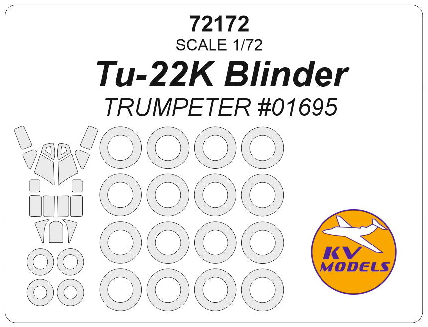 KV Models KV72172 1:72 Tupolev Tu-22K Blinder wheels & canopy frame paint masks