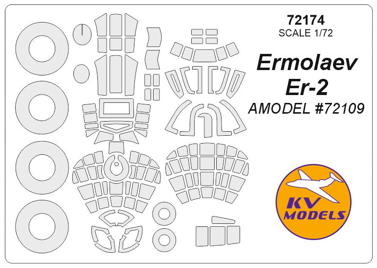 KV Models KV72174 1:72 Ermolaev Er-2 wheels and canopy frame paint masks