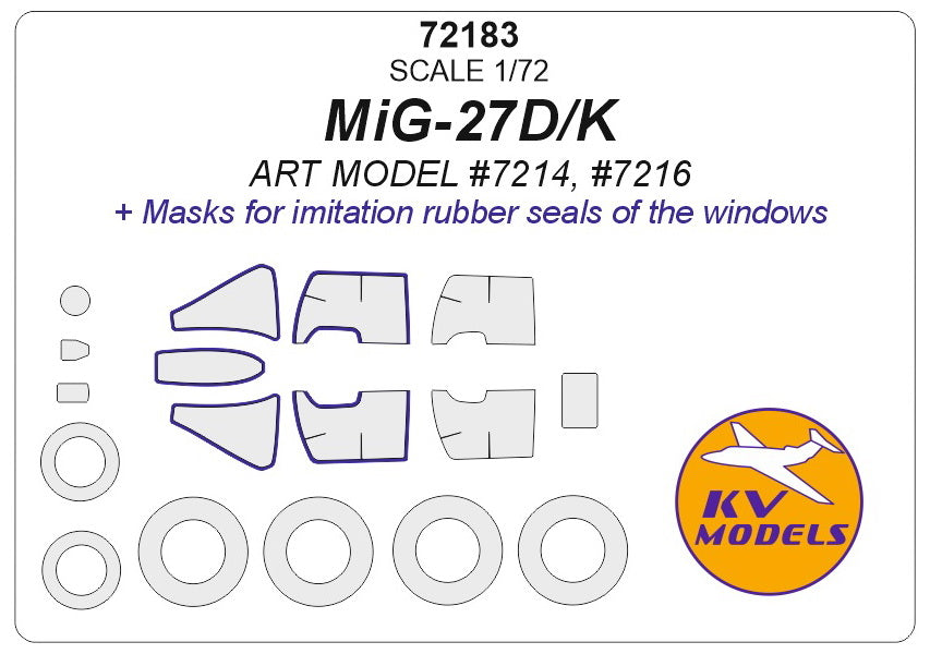 KV Models KV72183 1:72 Mikoyan MiG-27 wheels and canopy frame paint masks