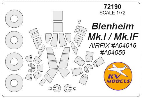 KV Models KV72190 1:72 Bristol Blenheim Mk.I wheels and canopy frame paint masks