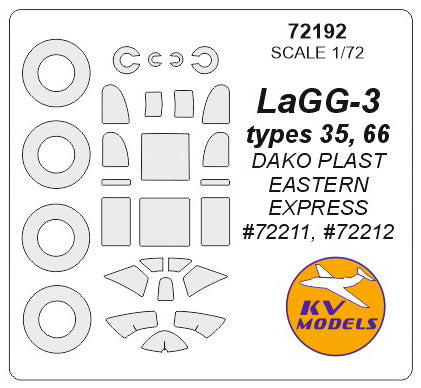 KV Models KV72192 1:72 Lavochkin LaGG-3 wheels and canopy frame paint masks