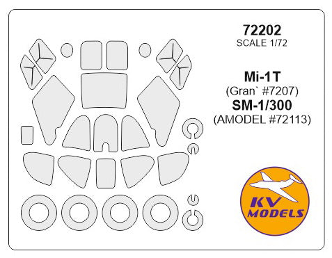 KV Models KV72202 1:72 Mil Mi-1T / SM-1/300 wheels and canopy frame paint masks