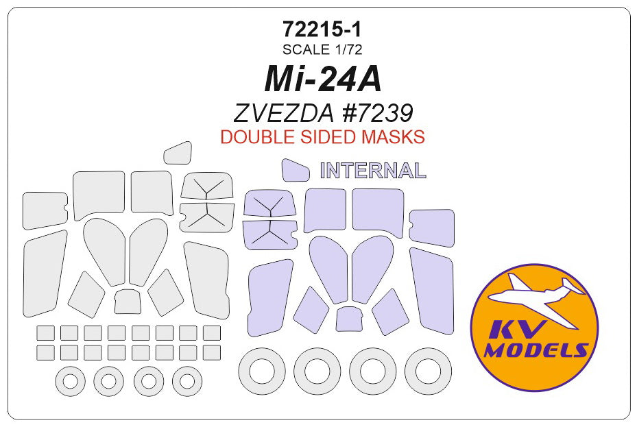 KV Models KV72215-1 1:72 Mil Mi-24A wheels and canopy frame paint masks