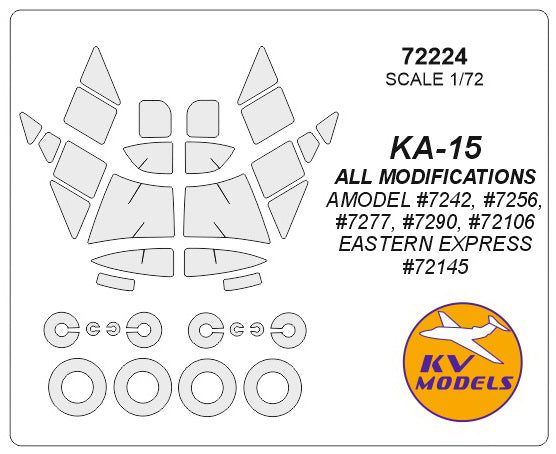 KV Models KV72224 1:72 Kamov Ka-15 wheels and canopy frame paint masks