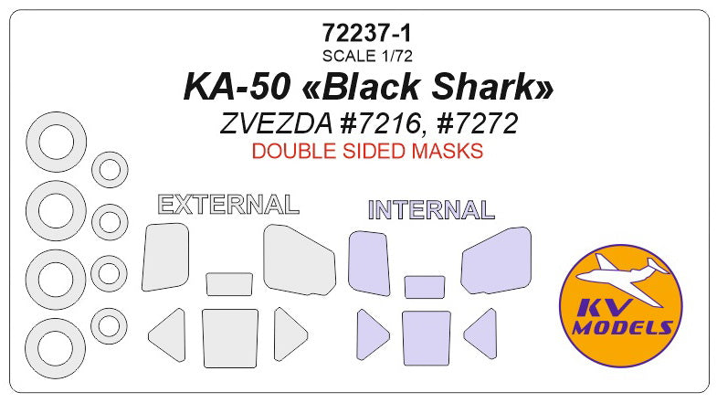 KV Models KV72237-1 Ka-50 Black Shark Hokum Double-Sided Masks 1:72