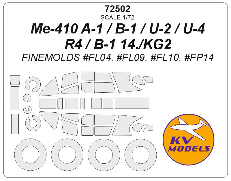 KV Models KV72502 Me-410A/B Multi-Variant Canopy & Wheel Masks 1:72