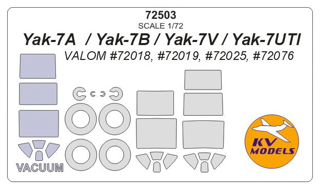 KV Models KV72503 1:72 Yakovlev Yak-7 wheels and canopy frame paint masks