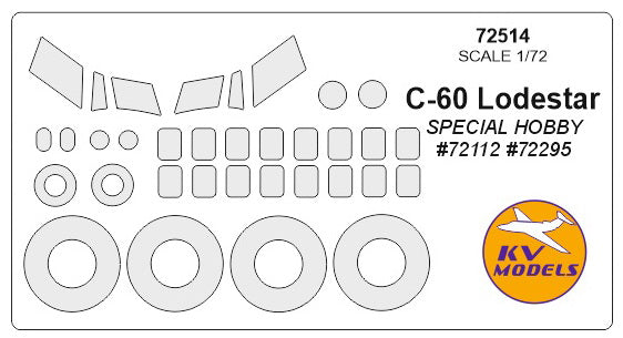 KV Models KV72514 1:72 Lockheed C-60 Lodestar wheels & canopy frame paint masks