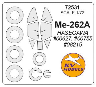 KV Models KV72531 1:72 Messerschmitt Me-262A wheels and canopy frame paint masks