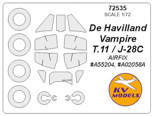 KV Models KV72535 de Havilland Vampire T.11 / J-28C Masks 1:72