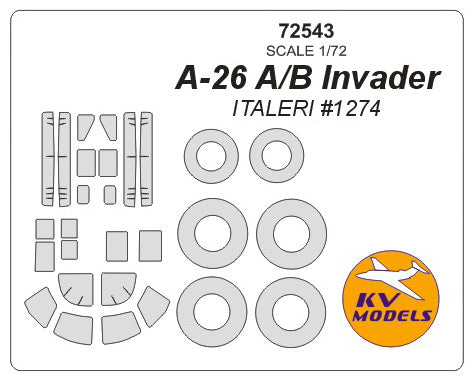 KV Models KV72543 1:72 Douglas A-26B Invader wheels and canopy frame paint masks