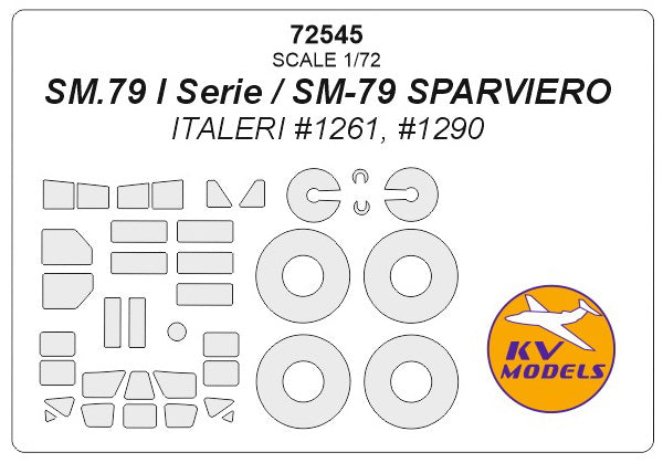 KV Models KV72545 SM.79 I Serie / SM-79 Sparviero Canopy & Wheel Masks 1:72