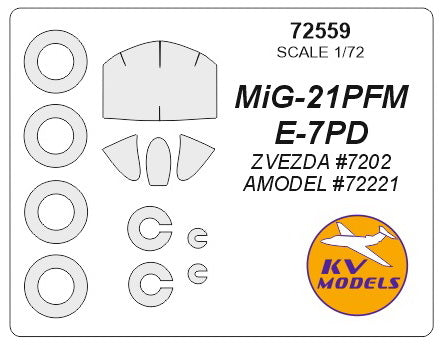 KV Models KV72559 1:72 Mikoyan MiG-21PFM, ?-7PD wheels & canopy masks