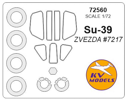 KV Models KV72560 1:72 Sukhoi Su-39 wheels and canopy frame paint masks