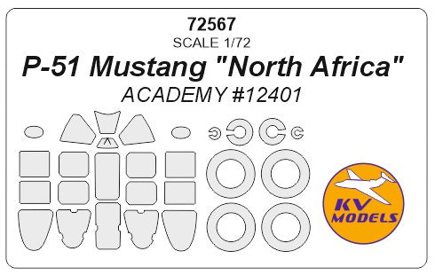 KV Models KV72567 P-51 Mustang North Africa Canopy & Wheel Masks 1:72