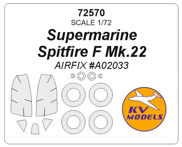 KV Models KV72570 Supermarine Spitfire F Mk.22 Canopy & Wheel Masks 1:72