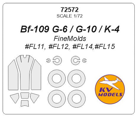 KV Models KV72572 Bf-109G-6/G-10/K-4 Canopy & Wheel Paint Masks 1:72