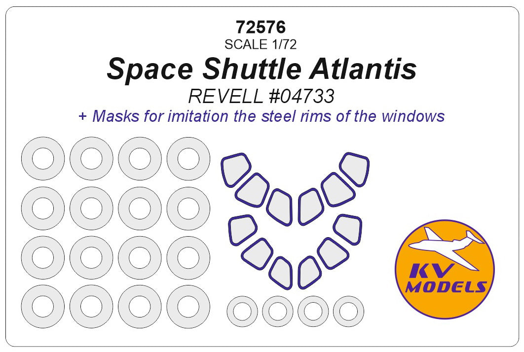 KV Models KV72576 1:72 Space Shuttle Atlantis wheels & canopy frame paint masks