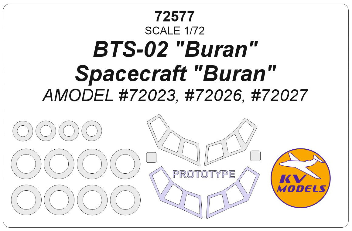 KV Models KV72577 Buran BTS-02 / Spacecraft Canopy & Wheel Masks 1:72