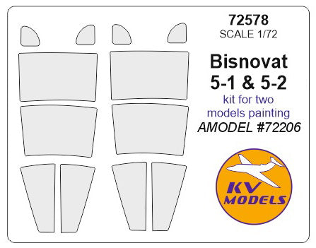 KV Models KV72578 1:72 Samolyot '5-1' & '5-2' wheels & canopy frame paint masks
