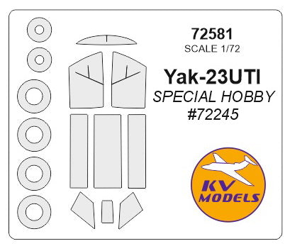 KV Models KV72581 1:72 Yakovlev Yak-23UTI wheels and canopy frame paint masks