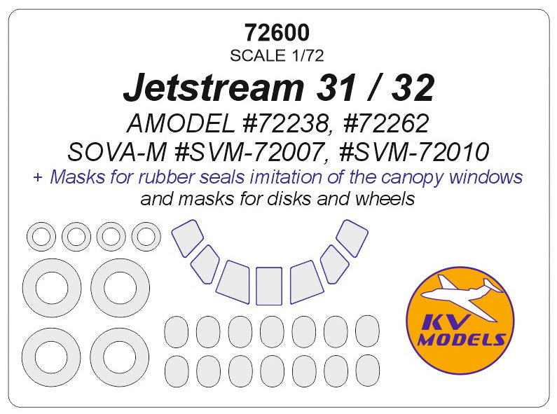 KV Models KV72600 1:72 JetStream 31, JetStream 32 wheels & canopy masks