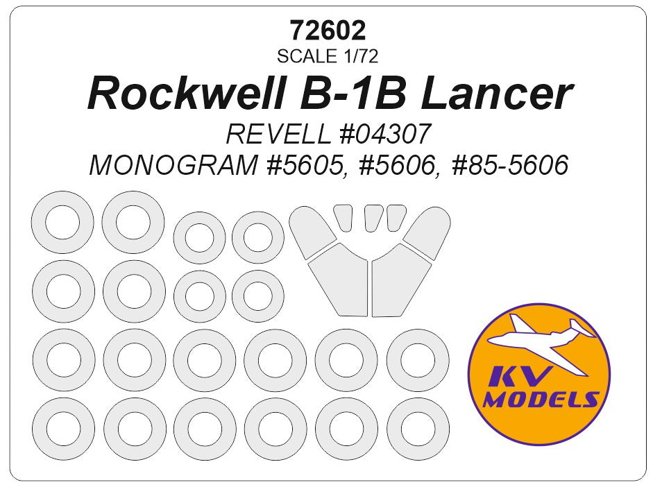KV Models KV72602 1:72 Rockwell B-1B Lancer wheels and canopy frame paint masks