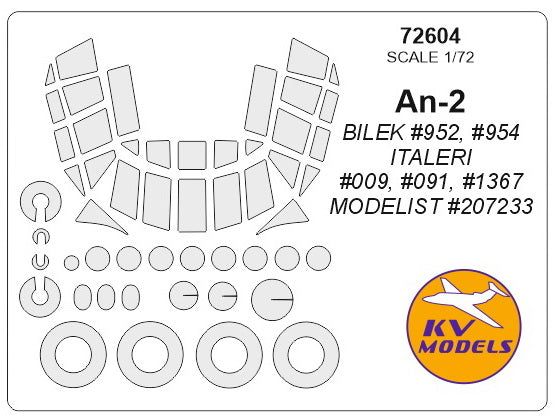 KV Models KV72604 1:72 Antonov An-2 wheels and canopy frame paint masks