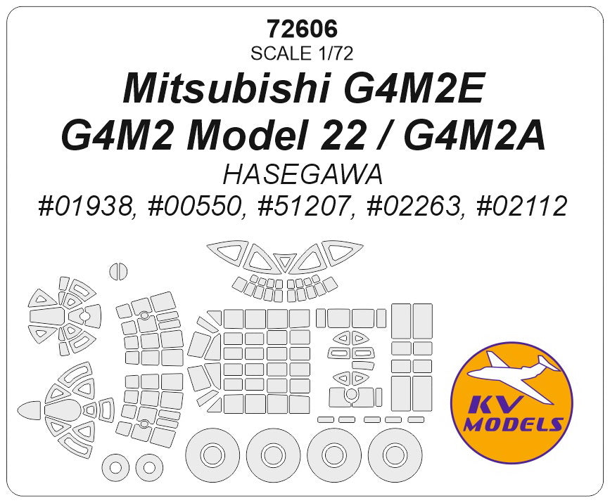 KV Models KV72606 Mitsubishi G4M2E / Model 22 Canopy & Wheel Masks 1:72