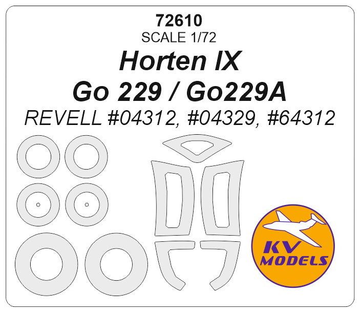 KV Models KV72610 Horten IX / Gotha Go-229/A Canopy & Wheel Masks 1:72